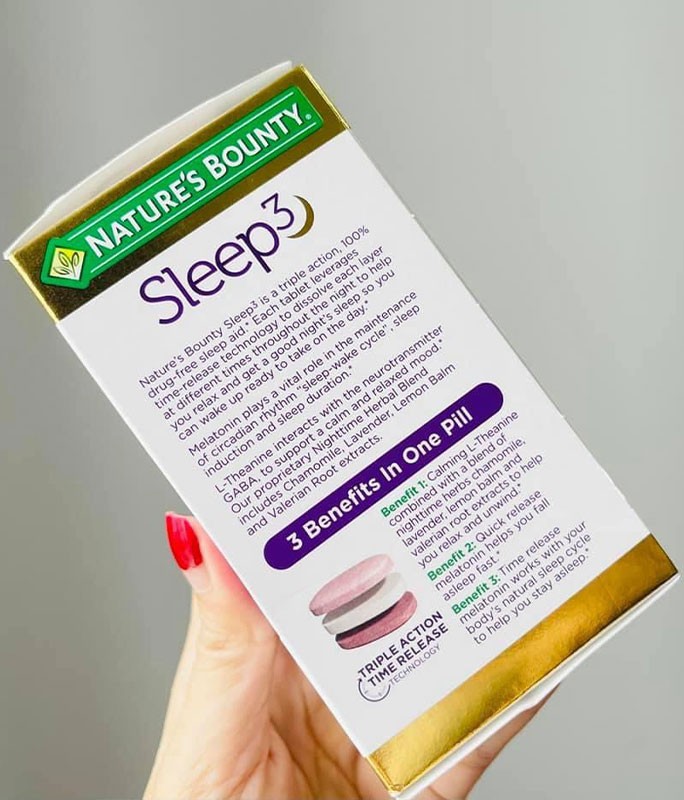 Viên uống hỗ trợ giấc ngủ Nature’s Bounty Sleep3 Melatonin 10mg