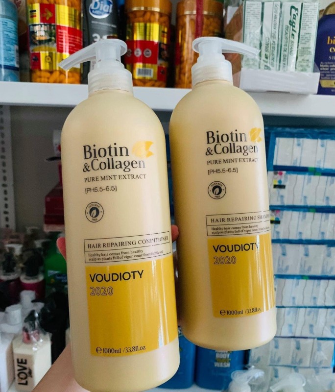 Cặp dầu gội xả Biotin & Collagen Voudioty vàng chính hãng 
