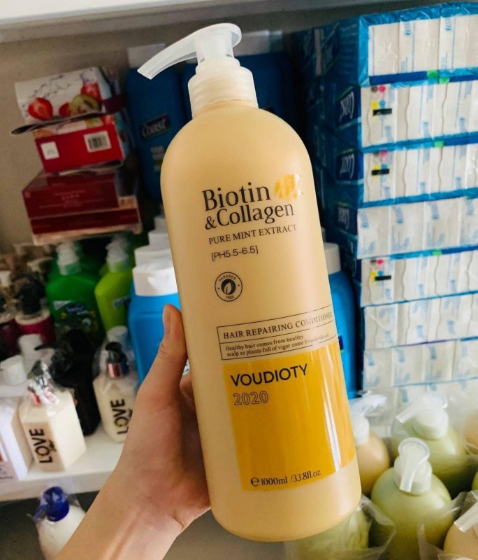 Cặp dầu gội xả Biotin & Collagen Voudioty vàng chính hãng 